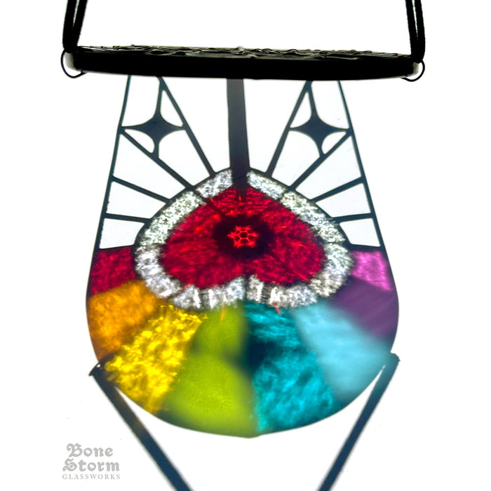 Bonestorm Glassworks: Rainbow Heart Lollipop Suncatcher