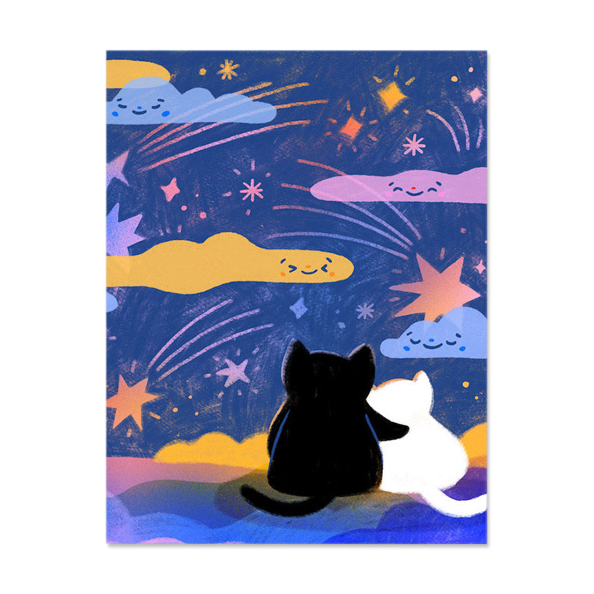 Stargazing Cats Card - Leanna Lin's Wonderland