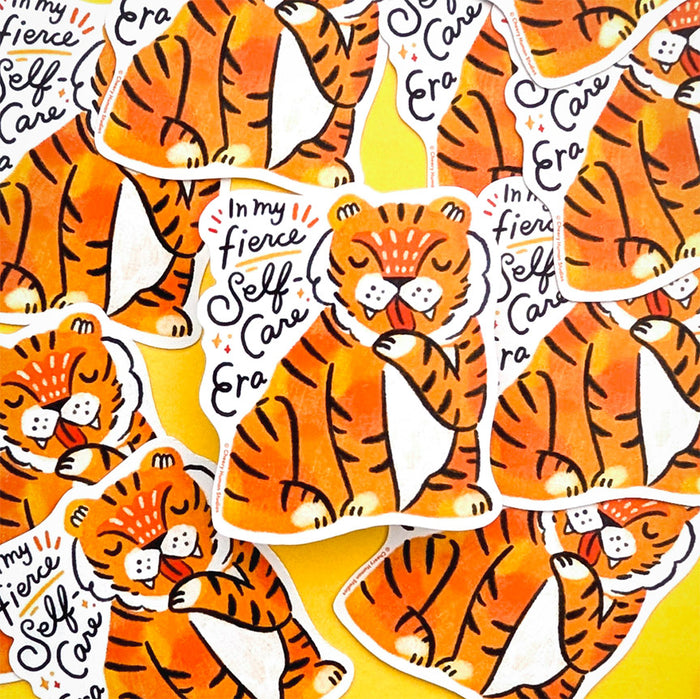 Fierce Self-Care Tiger Vinyl Sticker