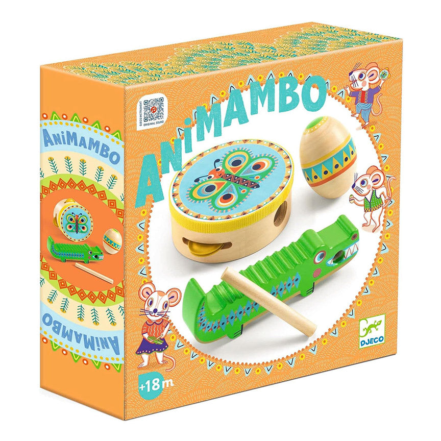 Animambo: Guiro, Maracas, Tambourin Musical Instrument 3 Piece Set