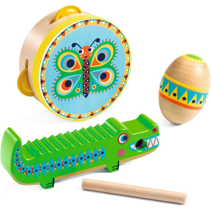 Animambo: Guiro, Maracas, Tambourin Musical Instrument 3 Piece Set