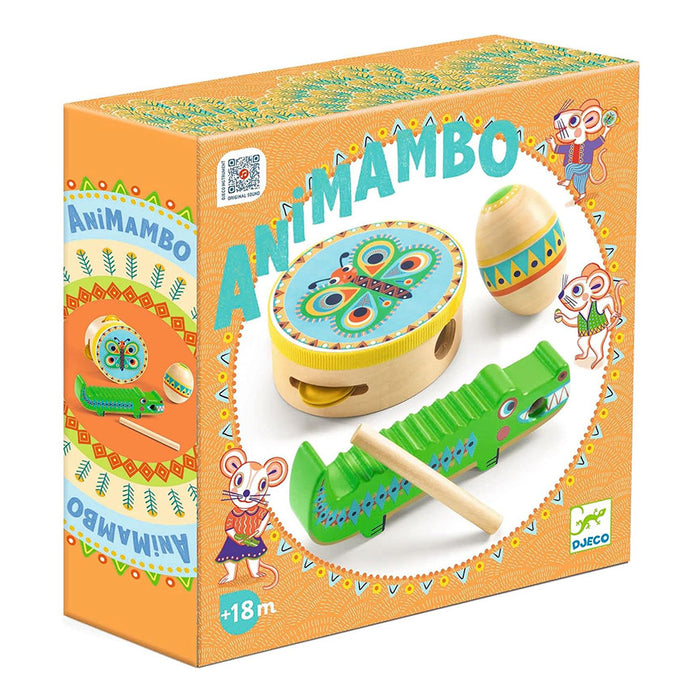 Animambo: Guiro, Maracas, Tambourin Musical Instrument 3 Piece Set