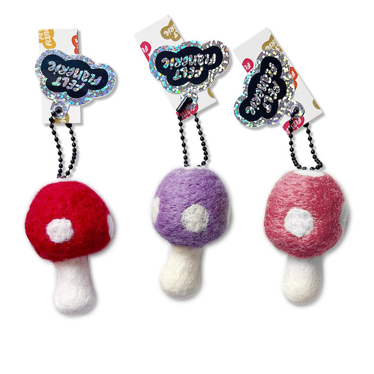 Felted Mushroom Bag Charm