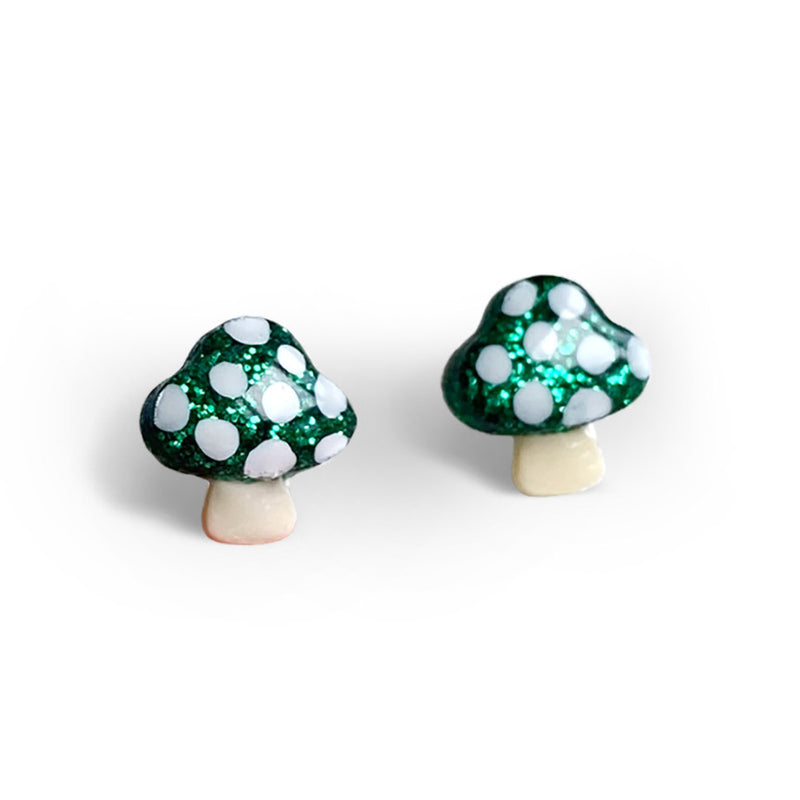 Tiny (Green) Mushroom Earrings