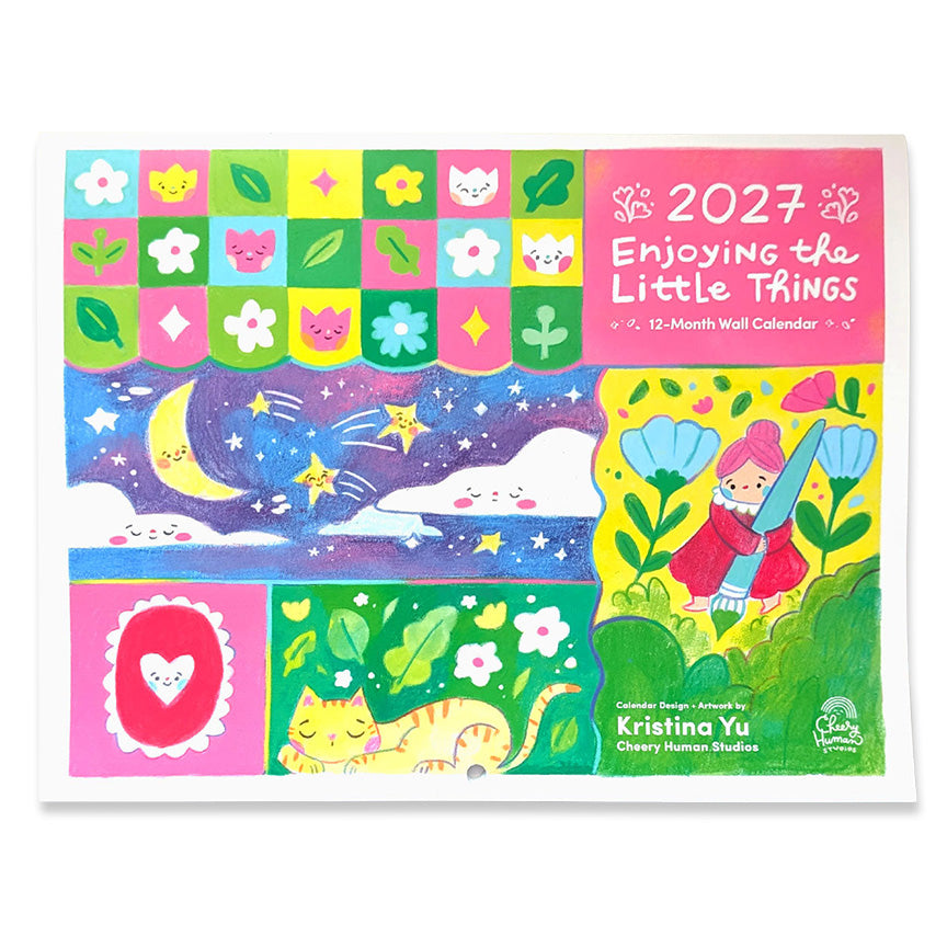 A colorful 12-month wall calendar titled &