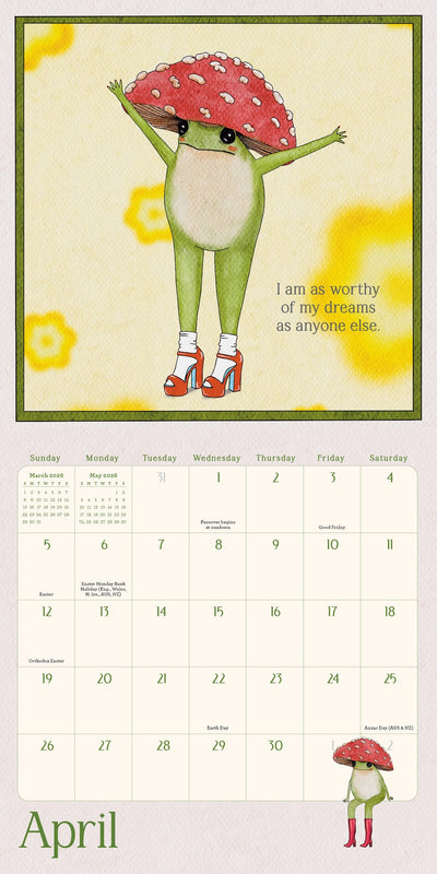 The Little Frog’s Guide to Self-Care 2026 Mini Wall Calendar