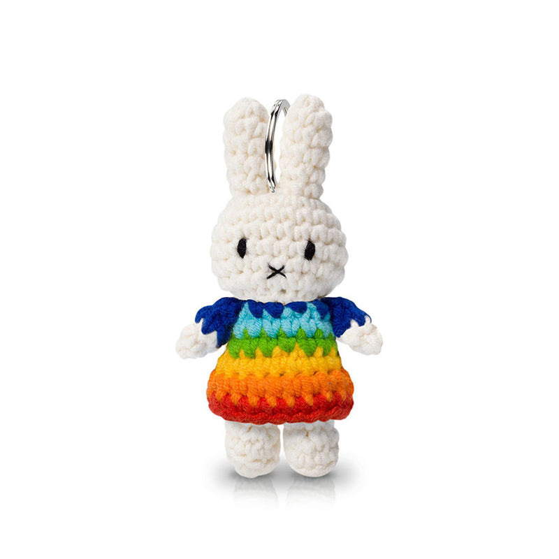 Miffy in Rainbow Dress Handmade Crochet Keychain Plush