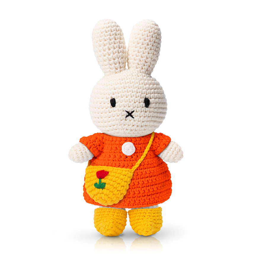 Miffy in Pink Dress with Tulip Bag Handmade Crochet Plush
