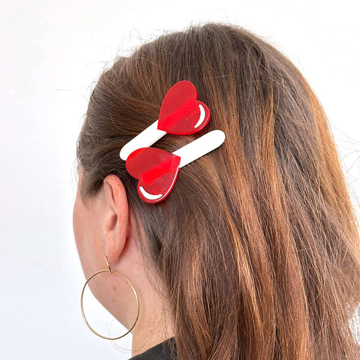 Heart Lollipop Hair Clip Set