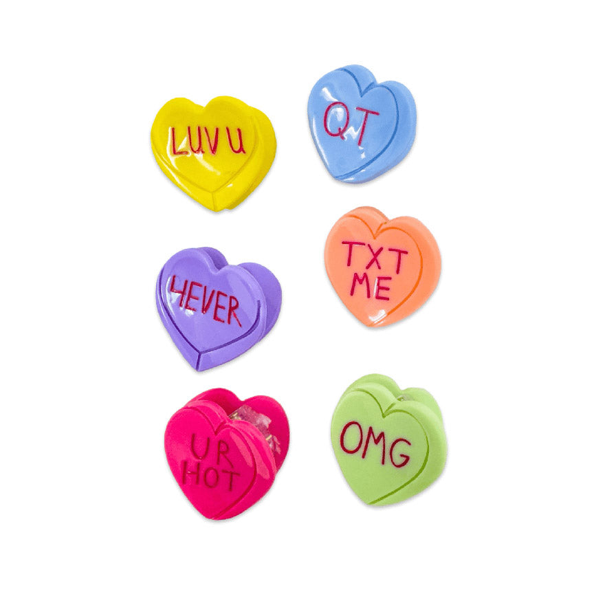 Micro Candy Hearts Hair Claws - Set of 6