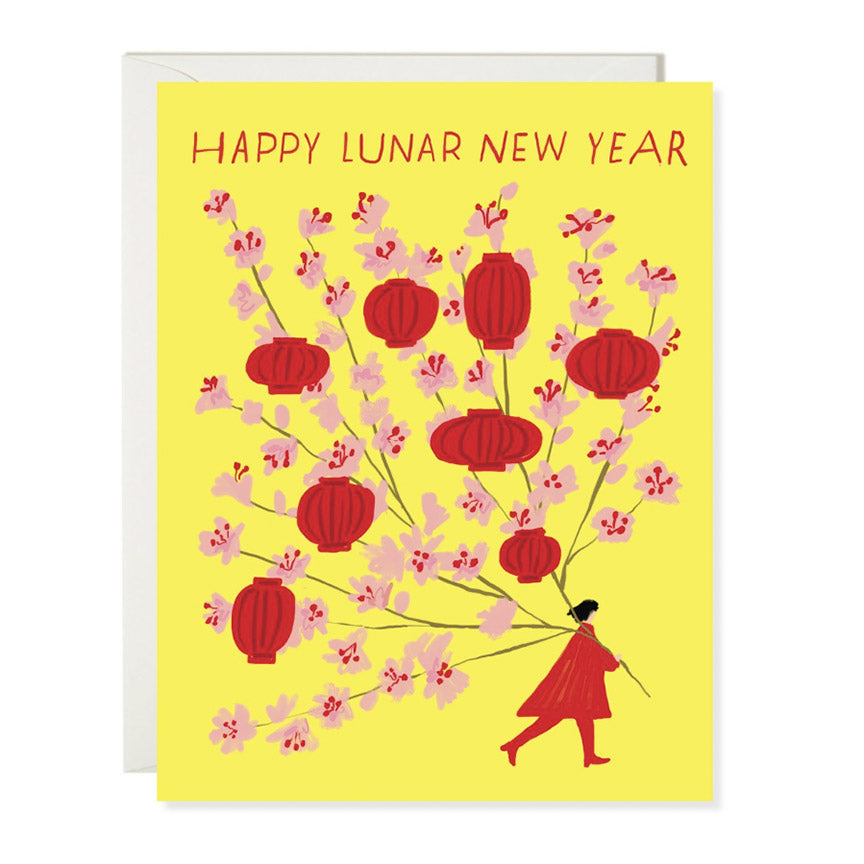Lanterns Blossoms Lunar New Year Card - Leanna Lin's Wonderland