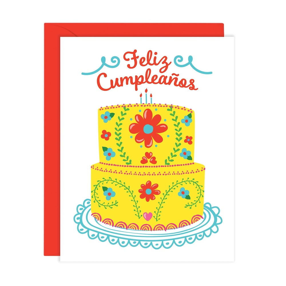 Feliz Cumpleaños Mexican Embroidery Cake Card