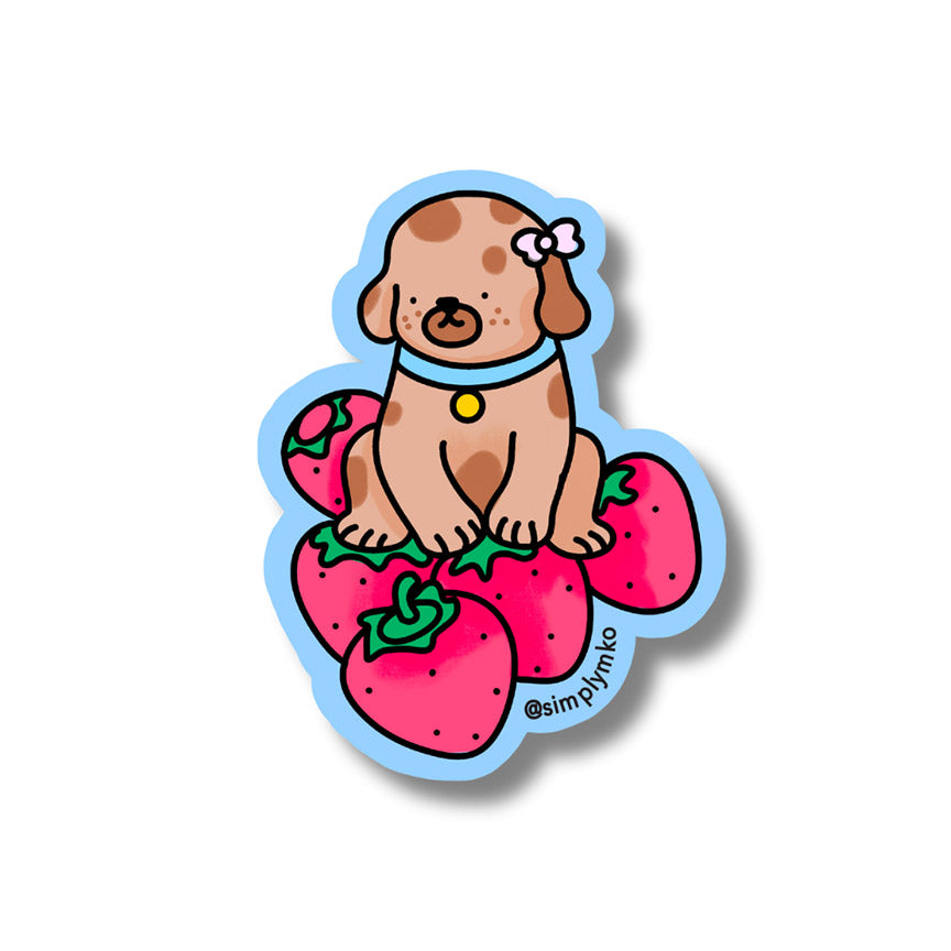 Strawberry Dog Vinyl Sticker