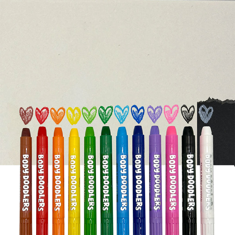 Body Doodlers Non-Toxic Face & Body Crayons (Set of 12)