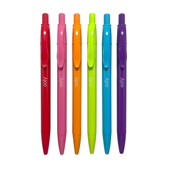 Bright Writers Colored Ink Retractable Ballpoint Pens (Set of 6)