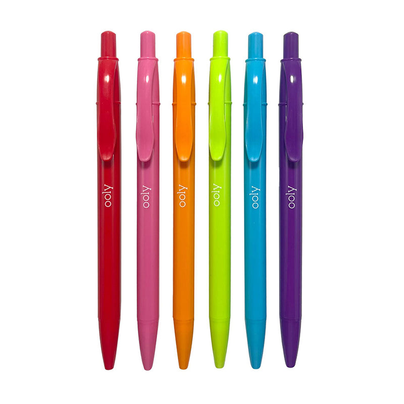 Bright Writers Colored Ink Retractable Ballpoint Pens (Set of 6)