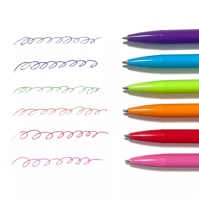 Bright Writers Colored Ink Retractable Ballpoint Pens (Set of 6)