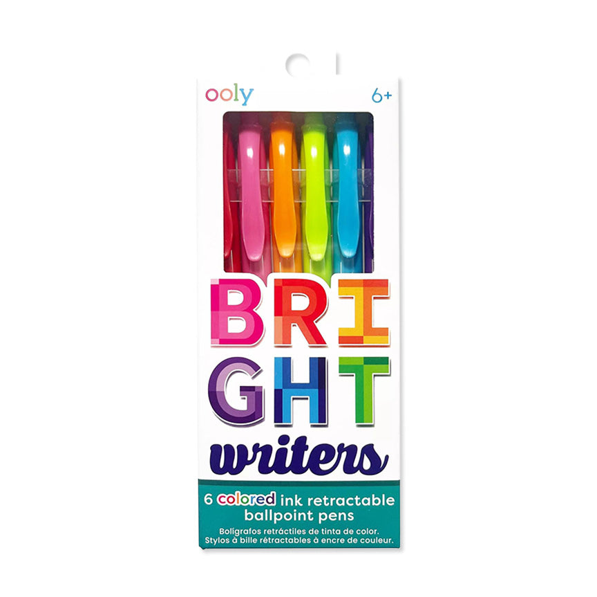 Bright Writers Colored Ink Retractable Ballpoint Pens (Set of 6)
