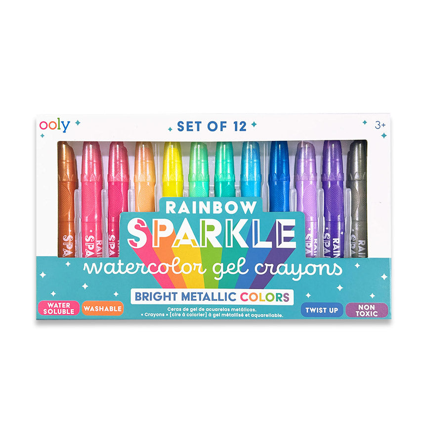 Rainbow Sparkle Watercolor Gel Crayons (Set of 12)