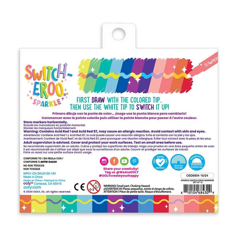 Switch-eroo! Sparkle Glittery Color-Changing Markers (Set of 12)