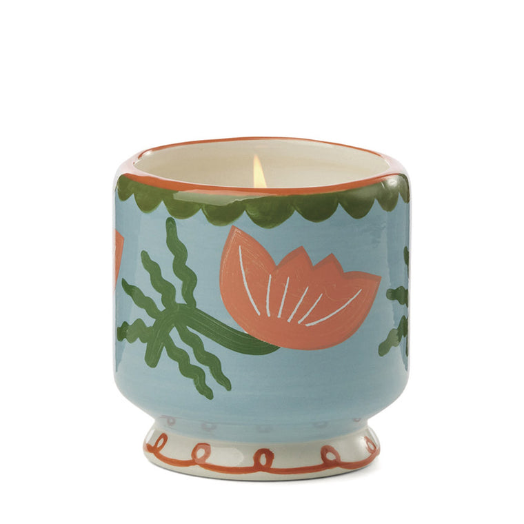 A Dopo 8 oz. Handpainted (Flower) Ceramic Candle: Cactus Flower