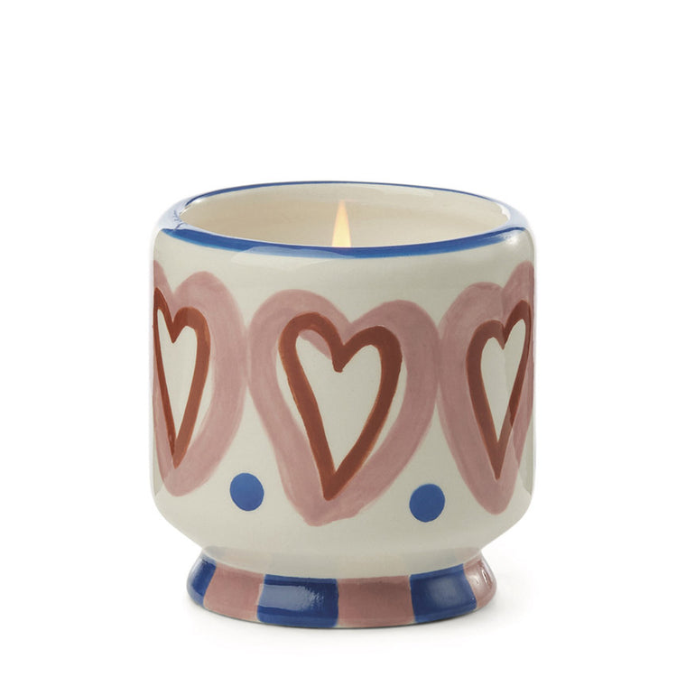 A Dopo 8 oz. Handpainted (Hearts) Ceramic Candle: Rosewood Vanilla