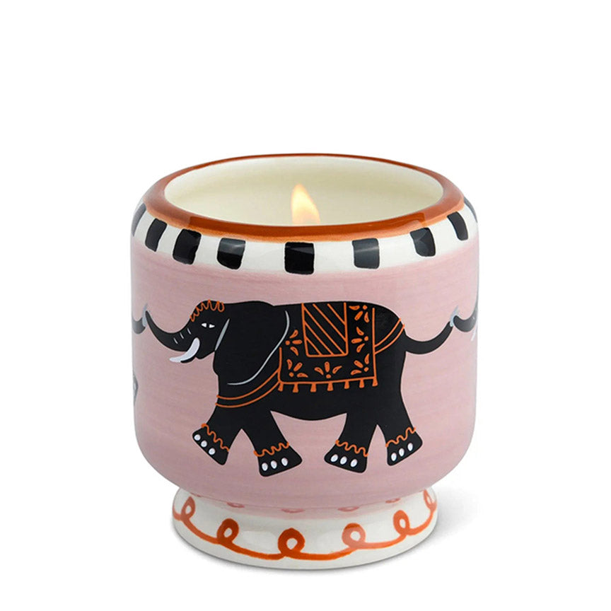 A Dopo 8 oz. Handpainted (Elephant) Ceramic Candle: Tobacco Vanilla