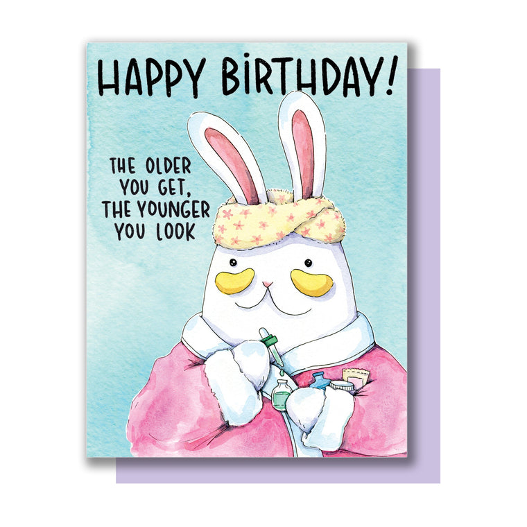 Skincare Routine Bunny Birthday Card