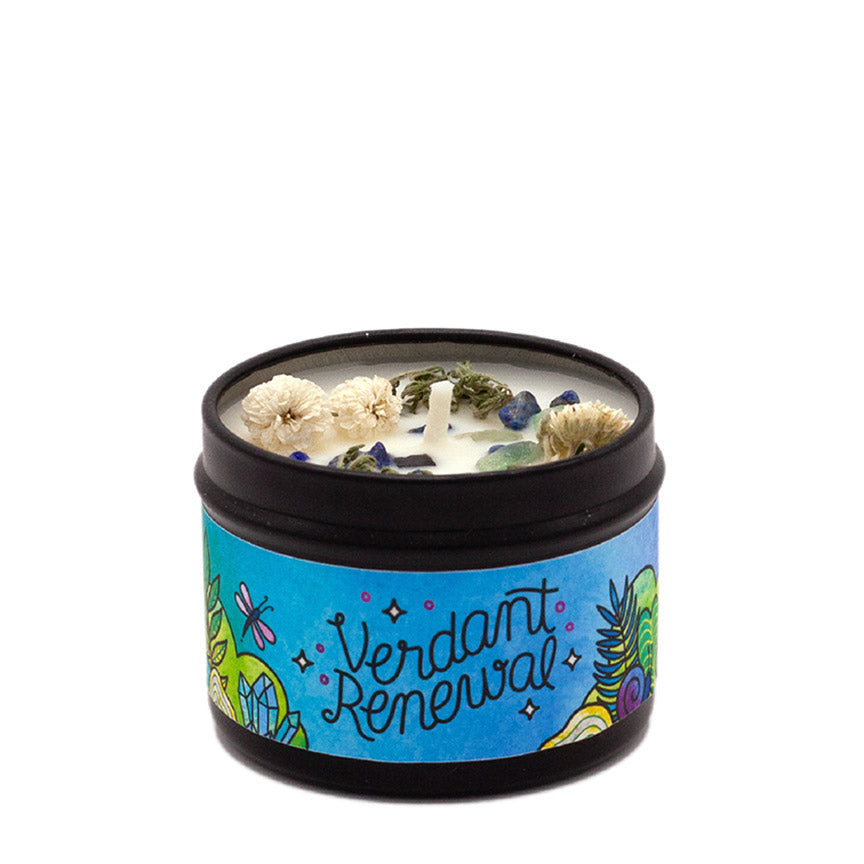 Verdant Renewal 2 oz. Aromatherapy Candle: Mint & Herb - Leanna Lin's Wonderland
