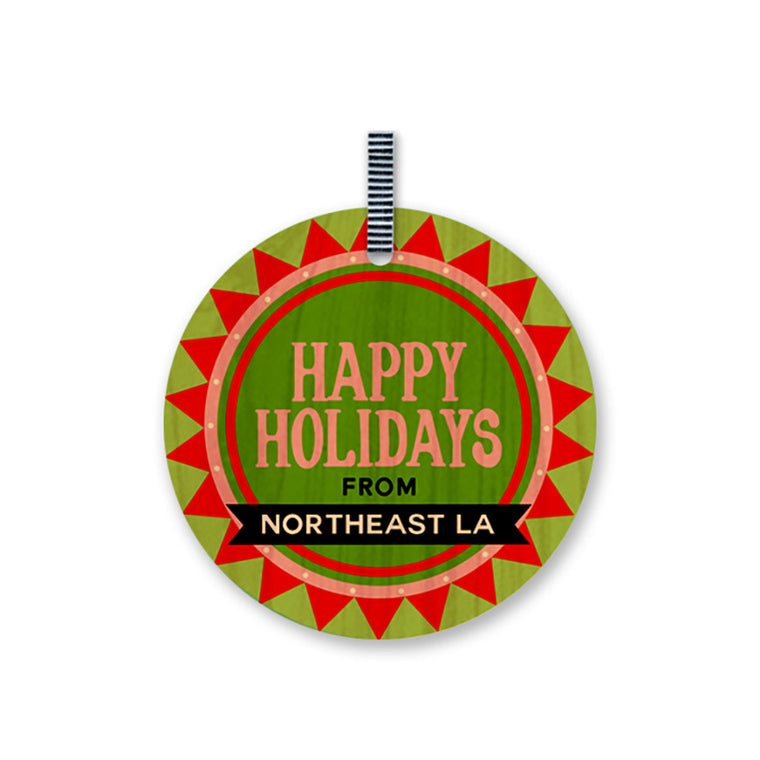 Happy Holidays Marquee (Northeast LA) Wood Ornament