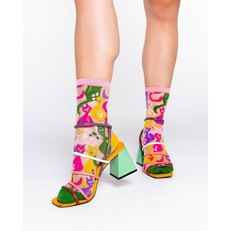 Dopamine Cats Sheer Crew Sock