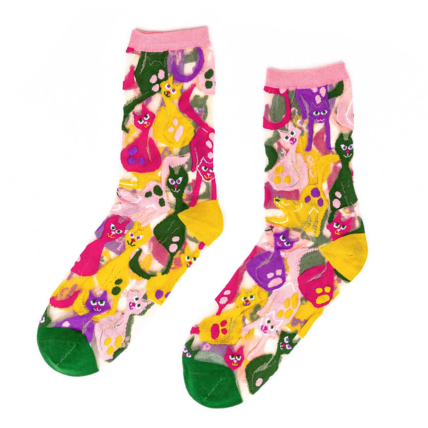 Dopamine Cats Sheer Crew Sock