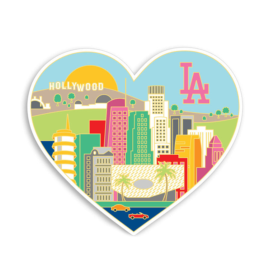 Los Angeles Skyline Heart Vinyl Sticker