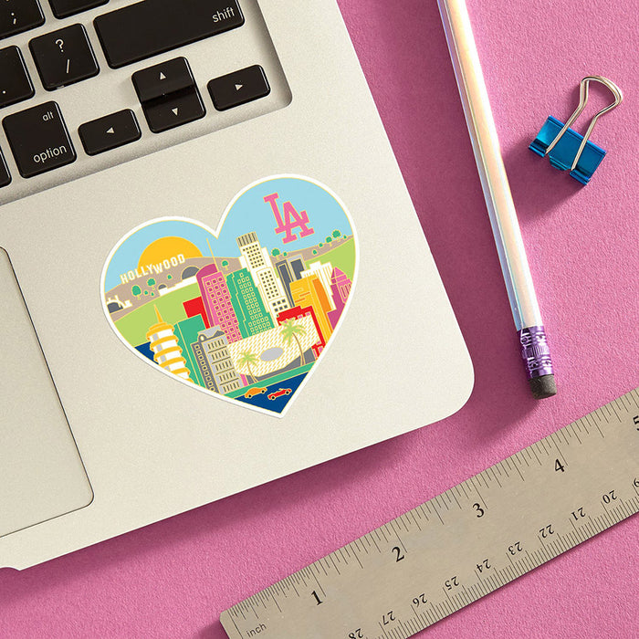 Los Angeles Skyline Heart Vinyl Sticker