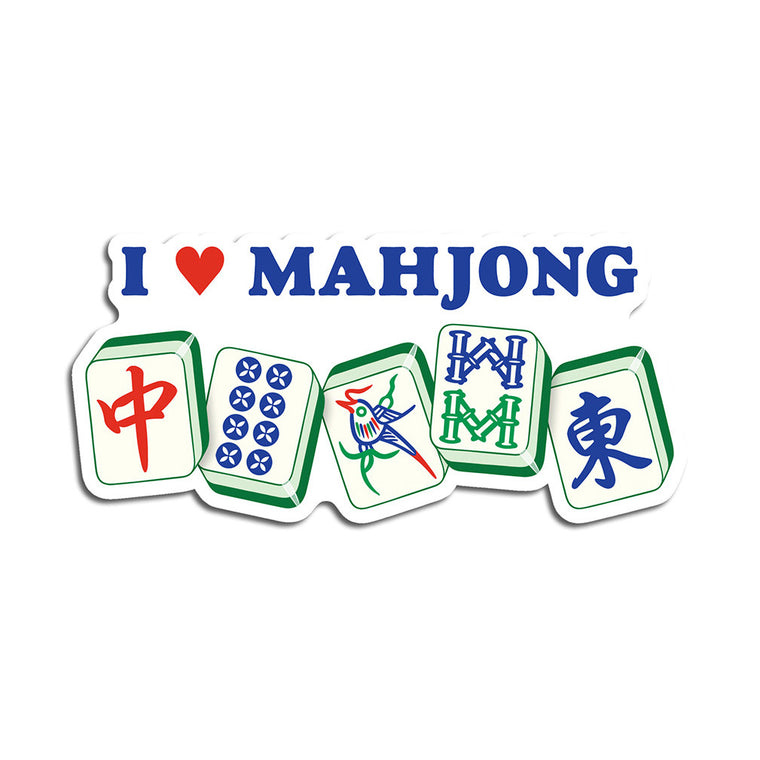 I Heart Mahjong Vinyl Sticker