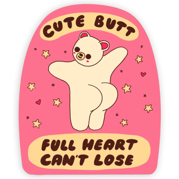 Cute Butt, Full Heart Vinyl Sticker