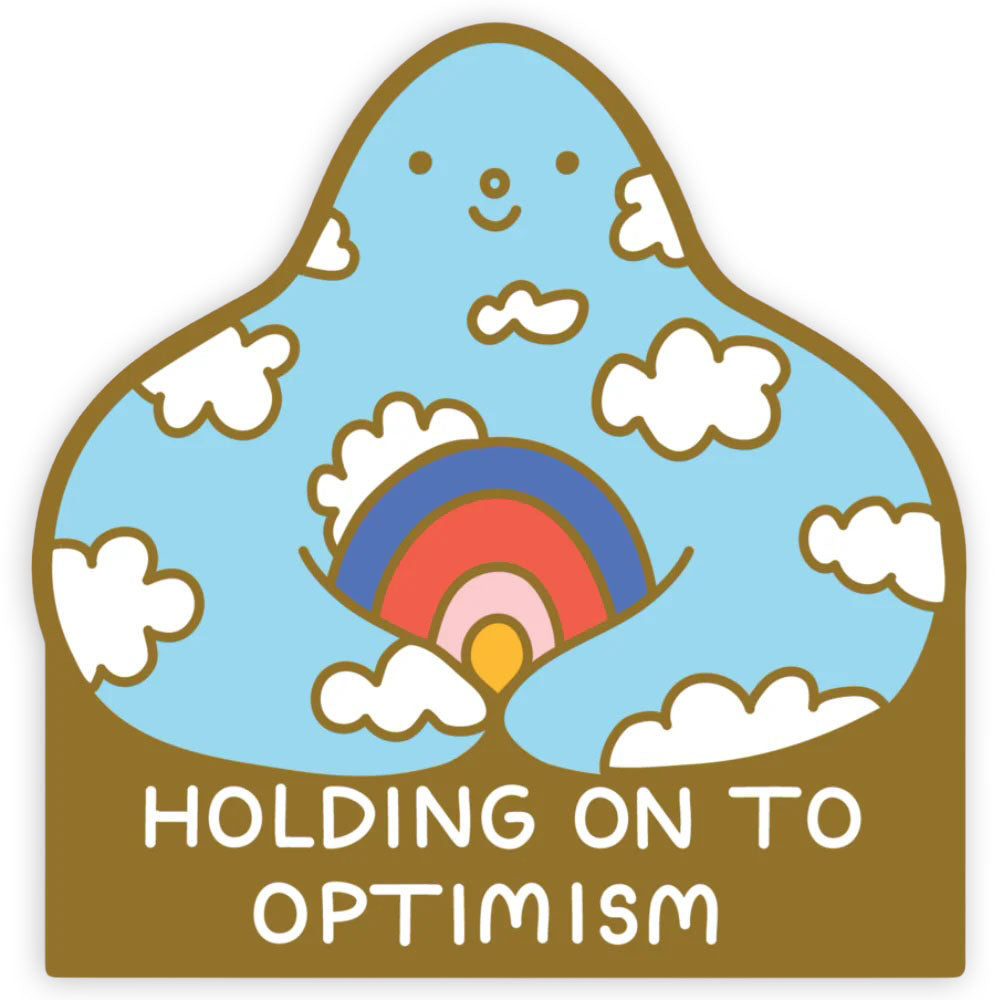 Cloud Guy Holding On To Optimism Vinyl Sticker