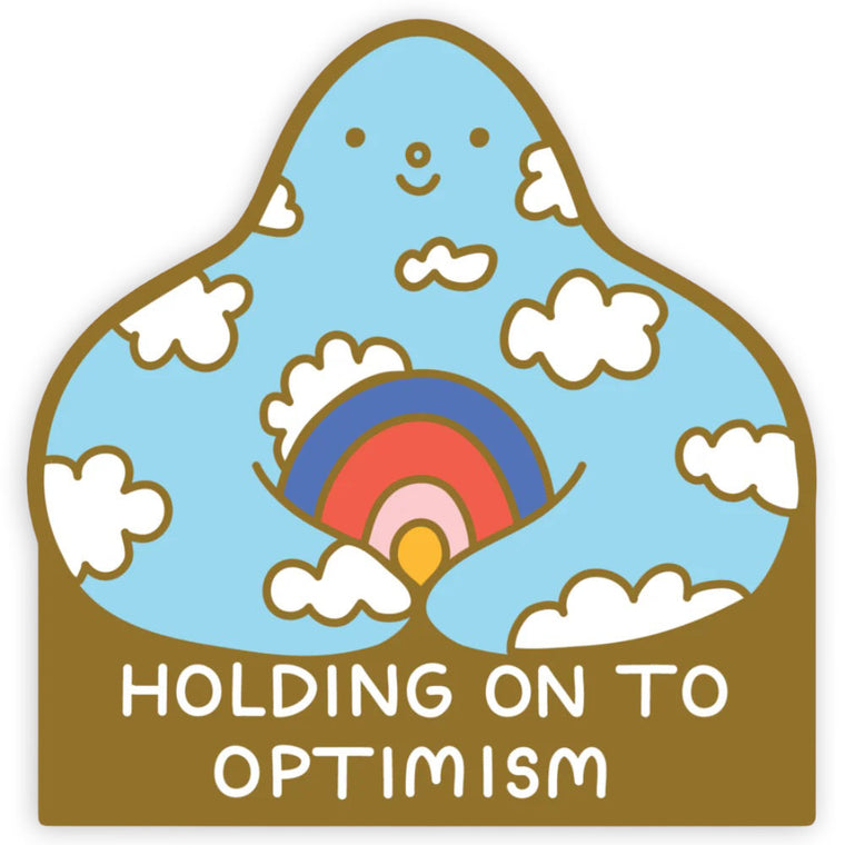 Cloud Guy Holding On To Optimism Vinyl Sticker