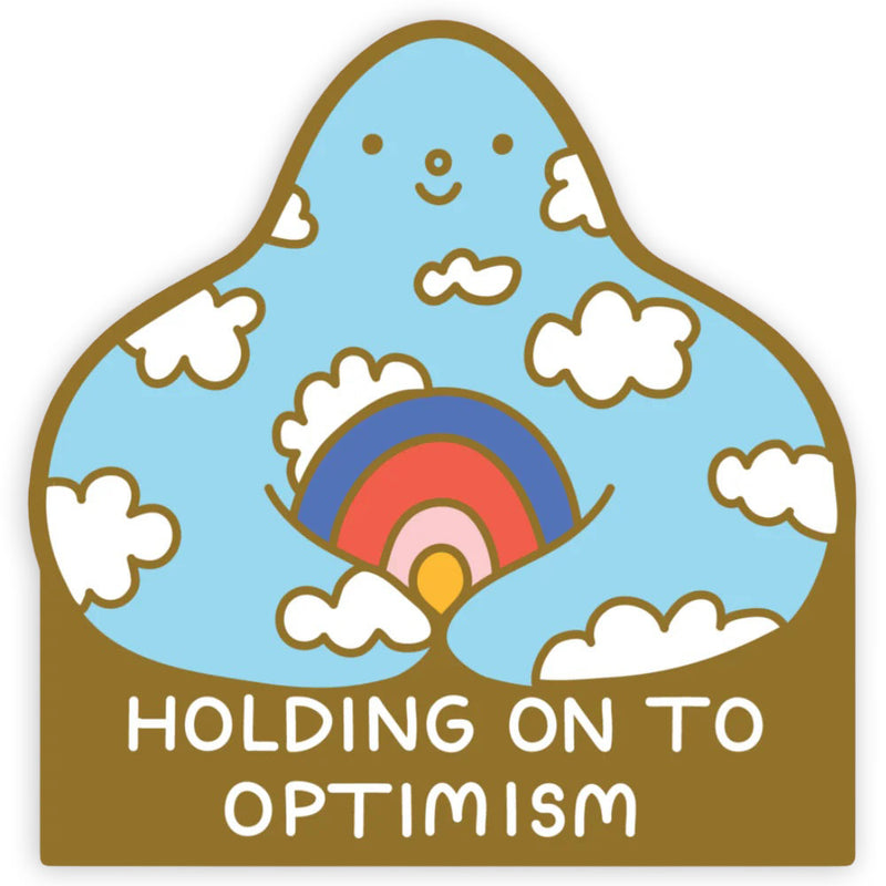 Cloud Guy Holding On To Optimism Vinyl Sticker