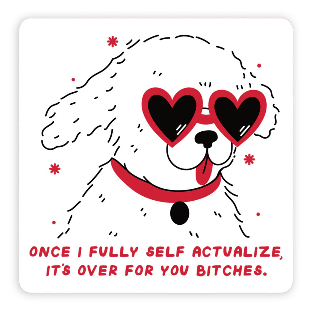 Self Actualize White Dog Vinyl Sticker