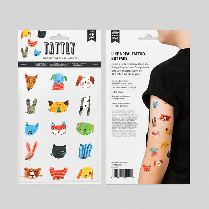 Fuzzy Faces Tattoo Sheets by Carolyn Gavin