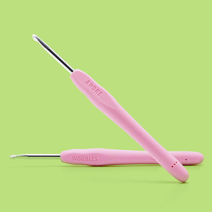 Light pink crochet hook. 