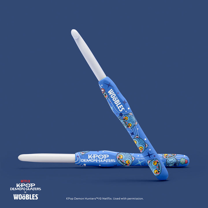 Blue Derpy Tiger design crochet hook. 