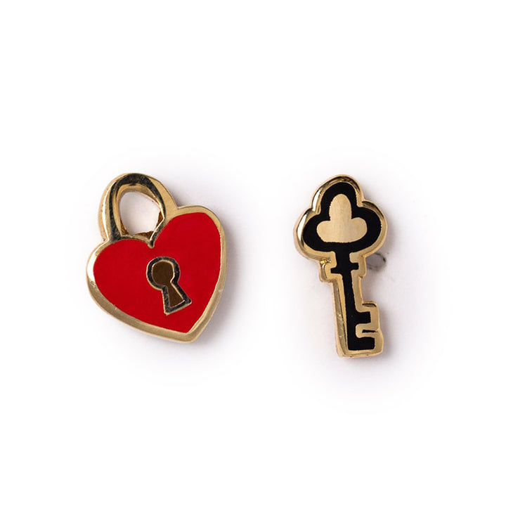 Heart Lock &amp; Key Earrings