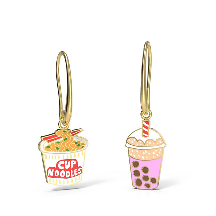 Cup Noodle & Boba Charm Earrings