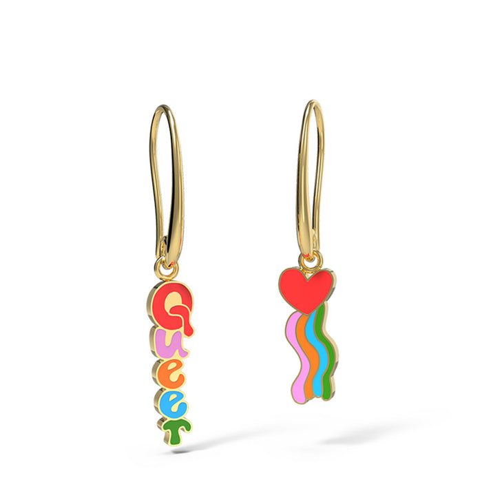 Queer Heart Charm Earrings