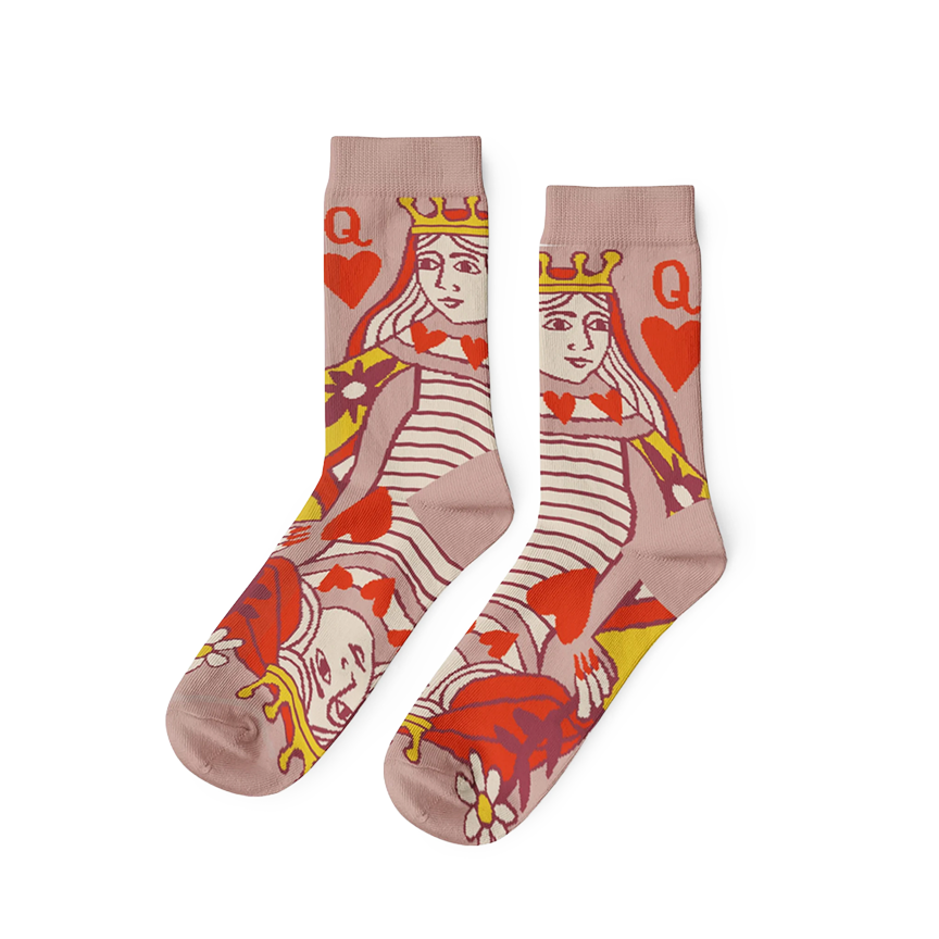 Queen of Hearts Small Crew Socks