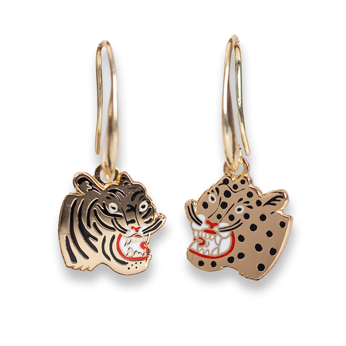 Tiger & Cheetah Charm Earrings