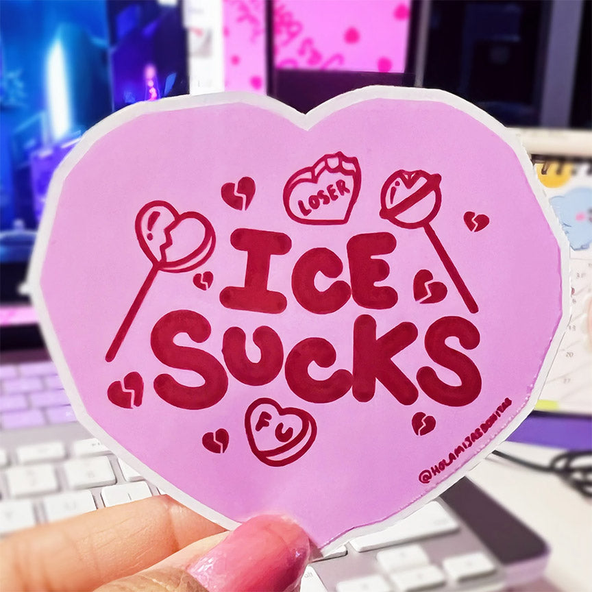 Heart-shaped sticker with &