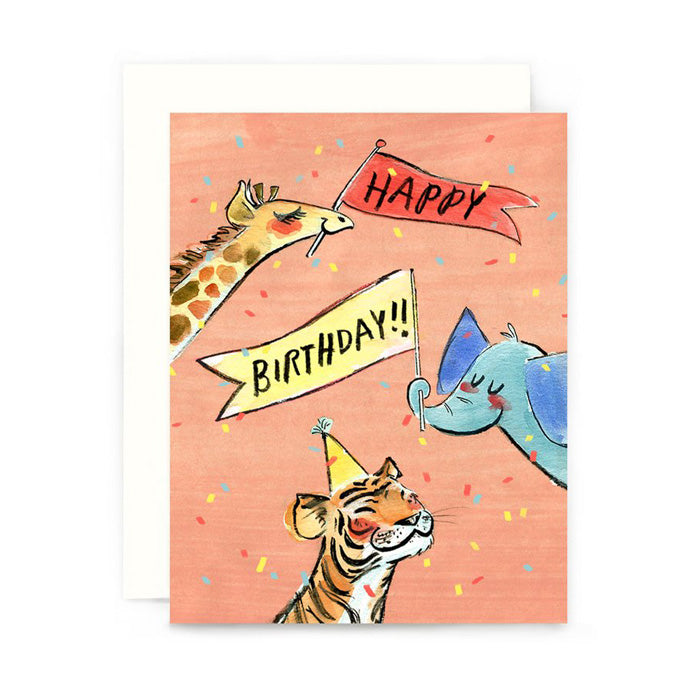 Birthday Party Animals Card by Genevieve Santos from Leanna Lin's Wonderland